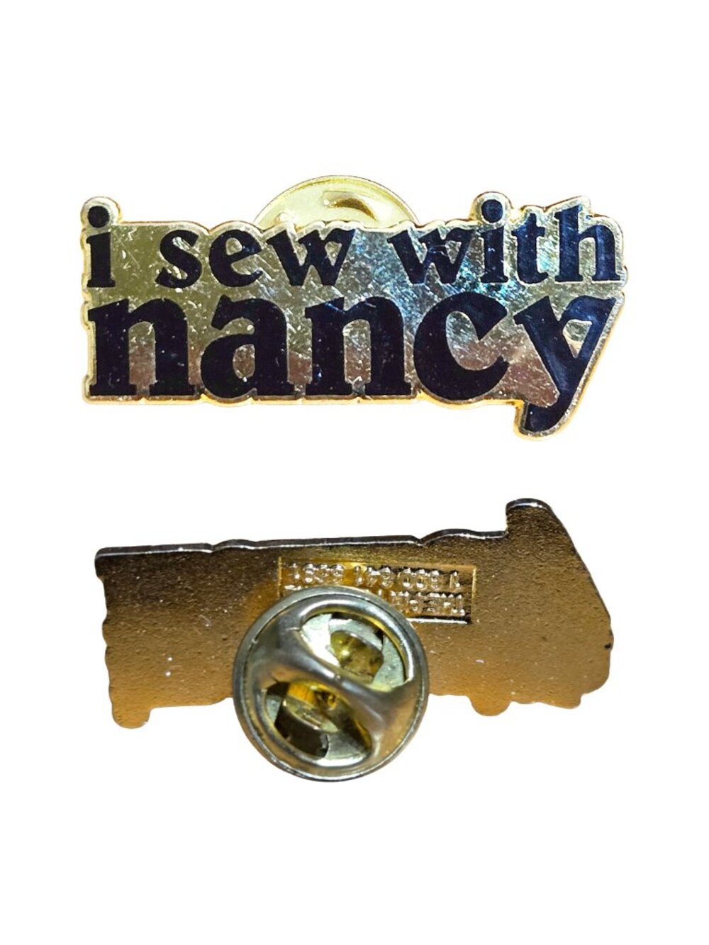 Vintage "I sew with nancy" lapel pin